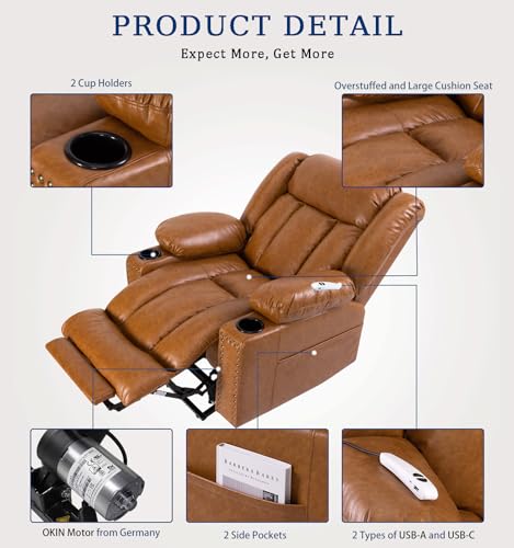 Power Lift Recliner Chair for Elderly with Heat and Massage, Adjustable Positions, Dark Brown P618617
