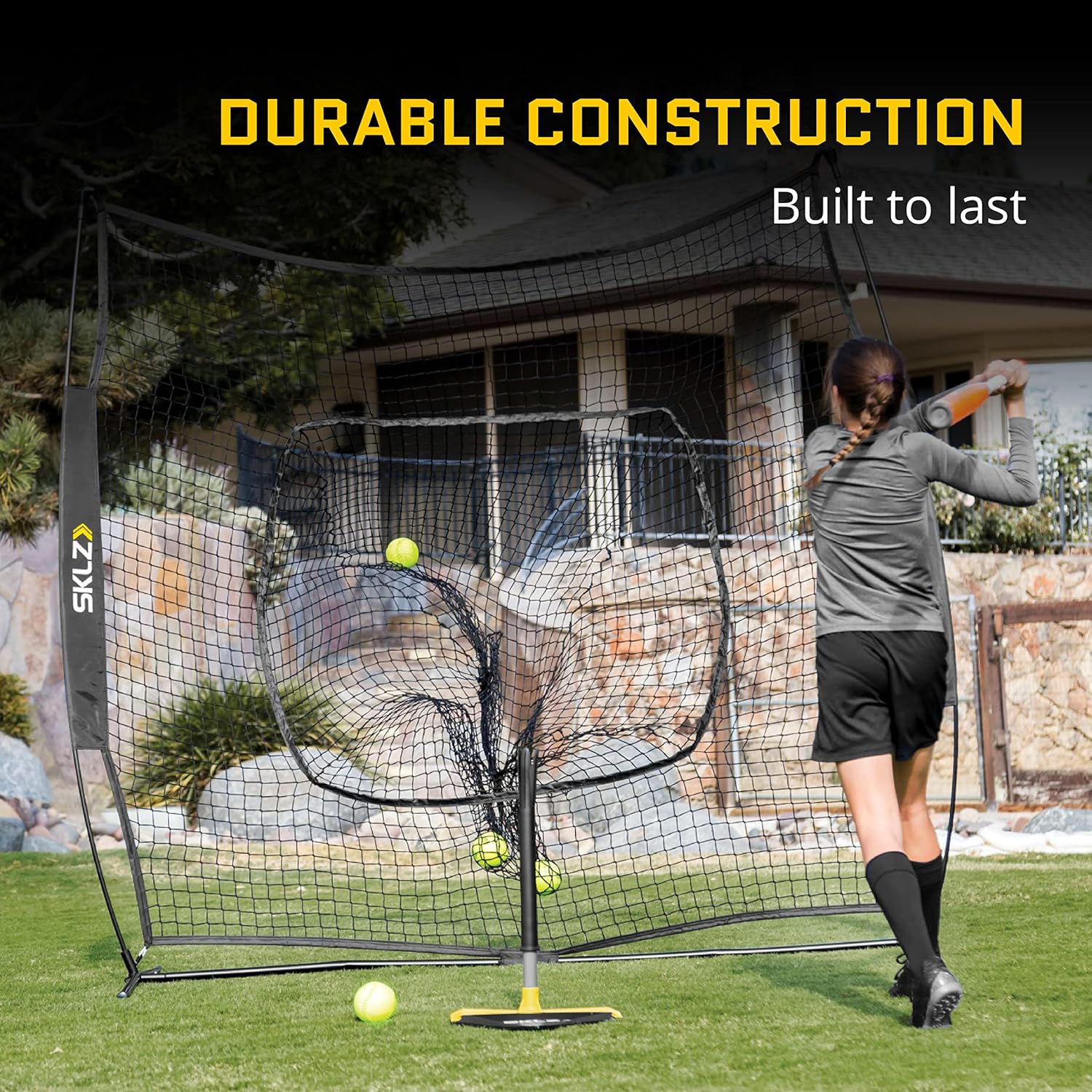 Portable Baseball and Softball Hitting Net, 7 x 7 Feet Y38305