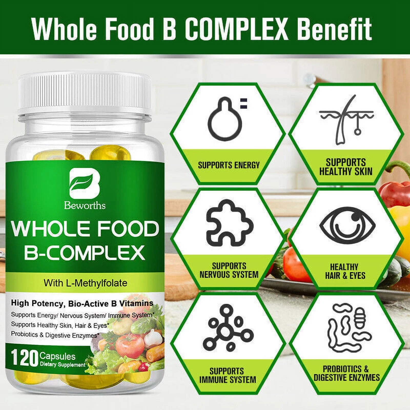 B Complex Immune Support Pills 120 Capsules A851
