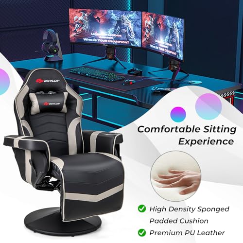 Massage Gaming Chair with Adjustable Backrest and Footrest G669073
