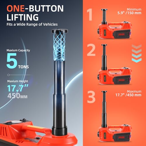 Car Jack 5 Ton 12V Portable Hydraulic Vehicle Lift with Inflator Pump P51948