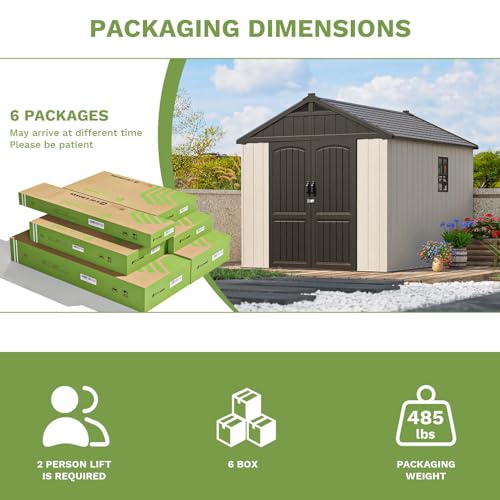 Outdoor Plastic Storage Shed with Floor, Window and Lockable Door A4787