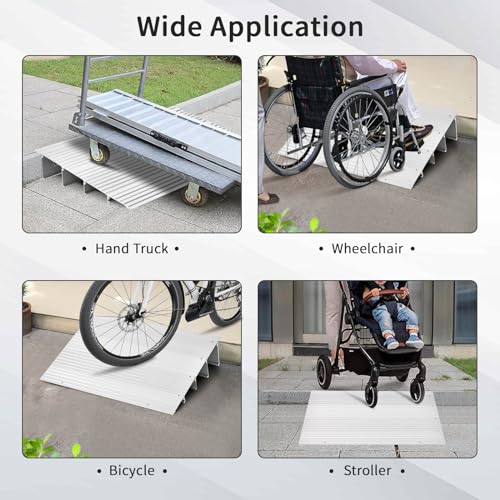Door Threshold Ramp with Non-Slip Surface, 3 Inch Rise for Wheelchairs and Scooters Q959