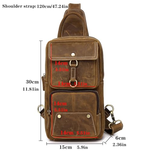Genuine Leather Sling Backpack Crossbody Shoulder Bag for Travel Y1231