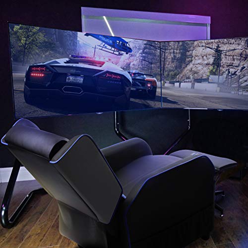 Gaming Recliner Chair for Adults, PU Leather Ergonomic Racing Style, Grey B7581