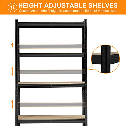 5-Tier Adjustable Metal Shelving Unit for Garage, Pantry, and Warehouse M7734