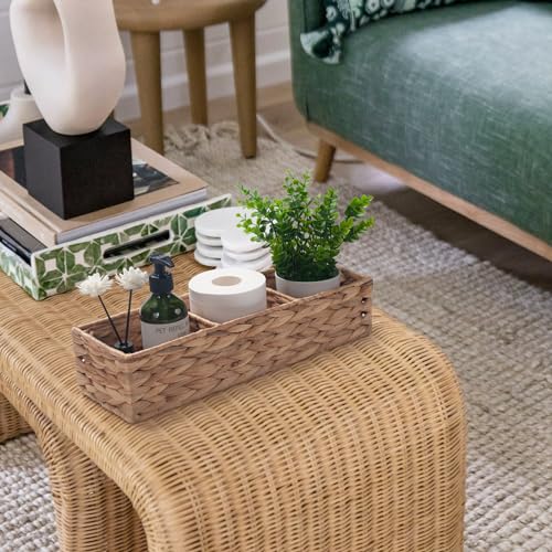 Water Hyacinth Toilet Tank Basket with 3 Dividers Z283806