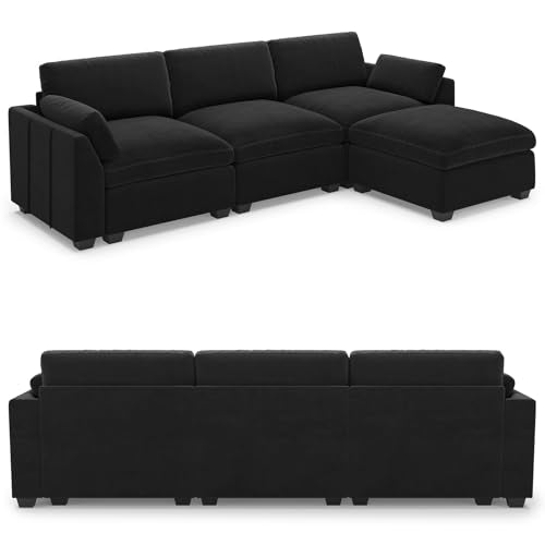 Extra Large Modular Sectional Sofa, 4-Seater L Shaped Couch, Velvet Convertible for Living Room L139