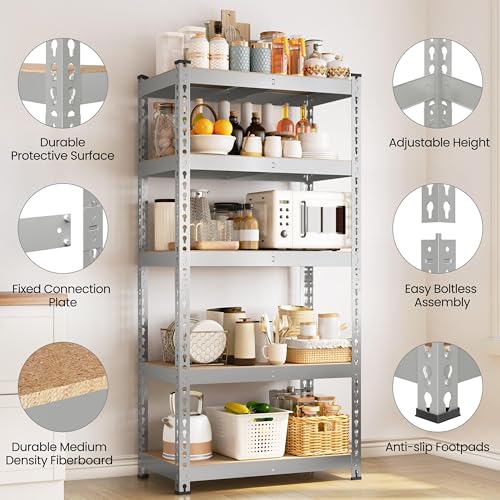 5-Tier Adjustable Metal Shelving Unit for Garage, Pantry, and Warehouse M7734
