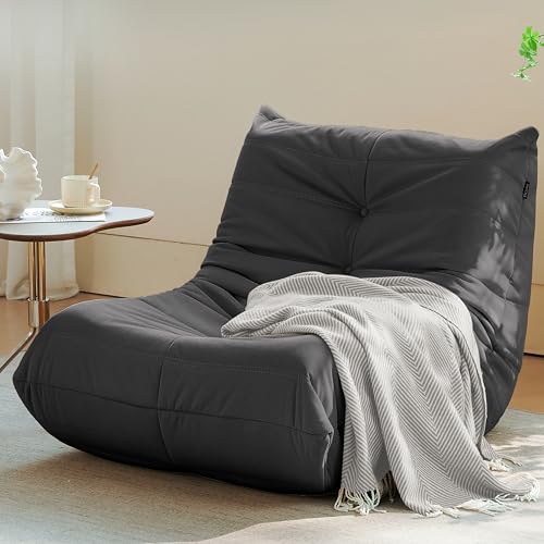 Bean Bag Chair for Adults, Suede & Microfiber Corner Lounge Sofa, 3-Seater, Beige F9802