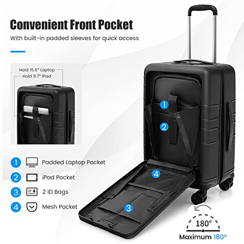 Carry On Luggage 20 Inch Hardside Suitcase with Front Pocket and USB Port G757302