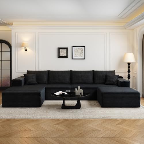 Modular Sectional Sofa with Ottoman, U-Shaped Deep Seat Couch for Living Room O870