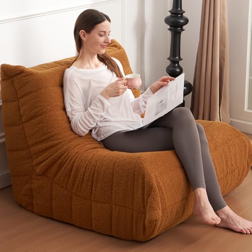 Bean Bag Chair for Adults with Memory Foam, Black Plush X409228