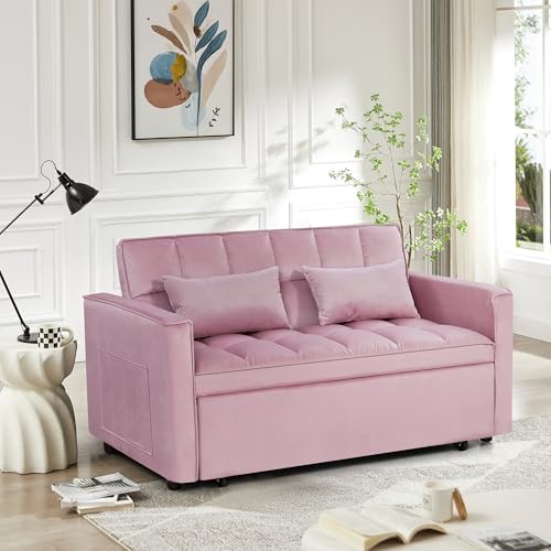 Convertible Sleeper Sofa Bed with Pull-Out Bed and Adjustable Backrest V521