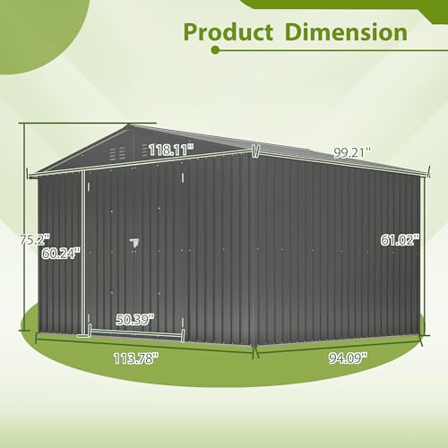 Outdoor Storage Shed, Heavy-Duty All-Weather Tool Shed with Lockable Doors C3585