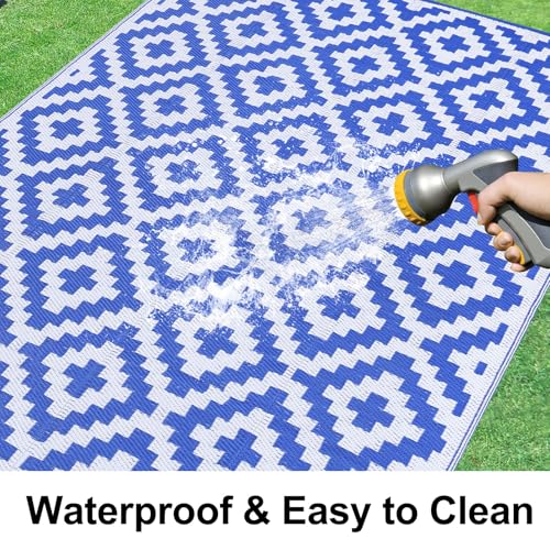 Waterproof Outdoor Rug 5x8 ft, Reversible Plastic Straw Patio Mat Z2613