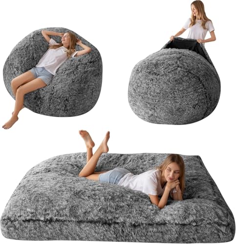 Giant Bean Bag Chair Bed for Adults, Convertible Floor Sofa Mattress R473823