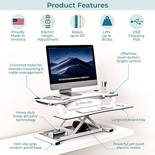 Electric Standing Desk Converter, Height Adjustable Sit to Stand Riser, Dual Monitor Workstation, Black Z74939