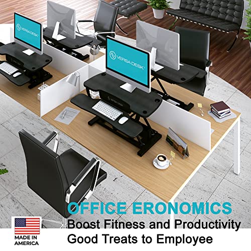 Electric Standing Desk Converter, Height Adjustable Sit to Stand Riser, Dual Monitor Workstation, Black Z74939