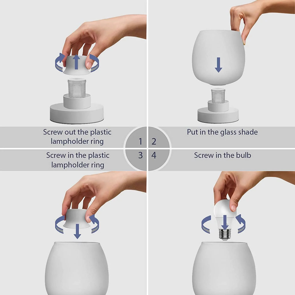 Touch Control Table Lamp with Glass Shade, 3-Way Dimmable H98034