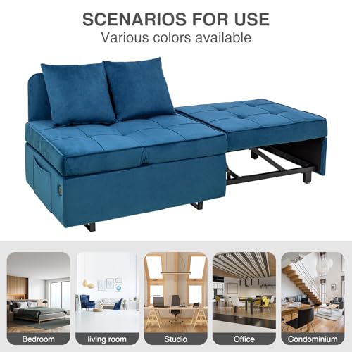 Sofa Bed Convertible Pull Out Couch with 2 Throw Pillows, Dark Grey Z539533