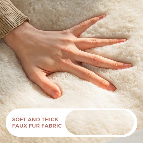 Floral Shaped Bean Bag Sofa for Adults, Faux Fur Floor Chair, Beige U8616