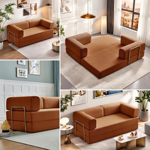 Foldable Floor Sofa Bed with Pillow Back and Armrest, Dark Gray S29408