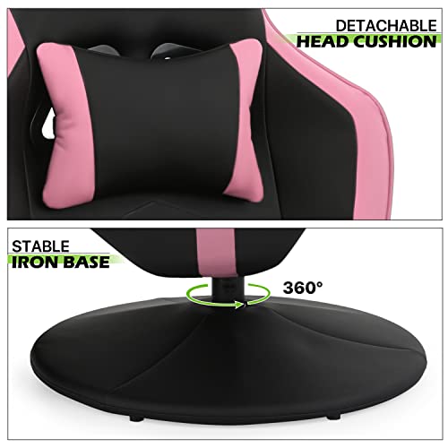 360° Swivel Gaming Recliner Chair, Ergonomic PU Leather with Adjustable Backrest, Footrest, Cup Holder M2617