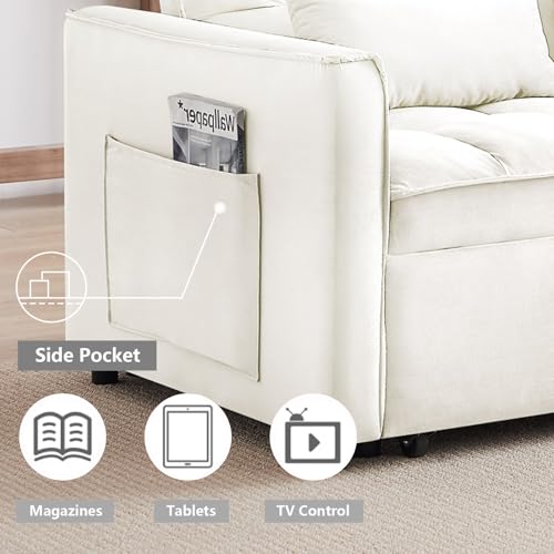 Convertible Sleeper Sofa Bed with Pull-Out Bed and Adjustable Backrest V521