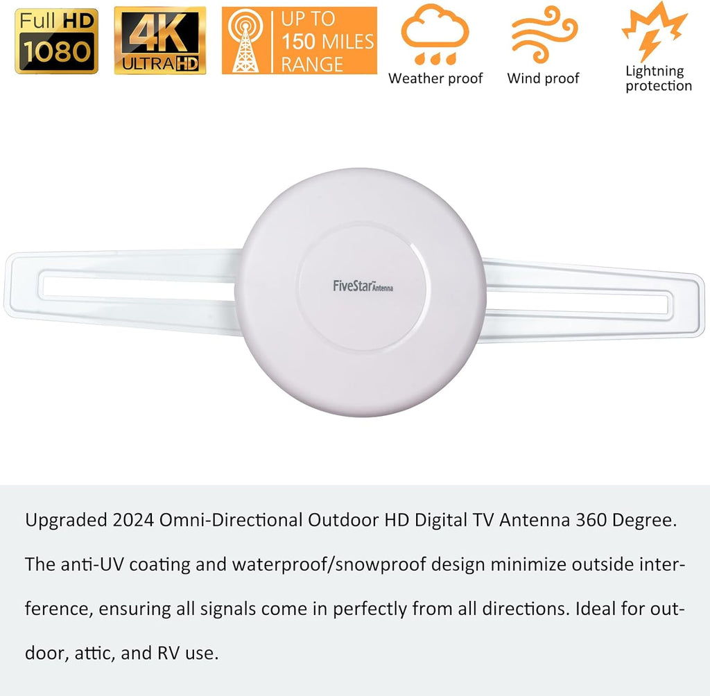 Outdoor HD Digital TV Antenna 360 Degree, Supports ATSC 3.0 and 4K K927679
