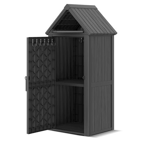 Outdoor Resin Storage Shed with Removable Shelves and Lock X97920