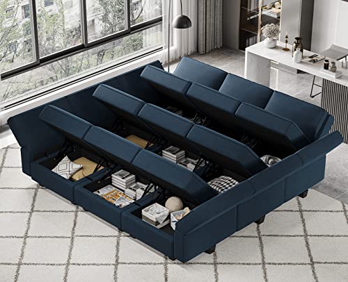 Modular Velvet Sectional Sofa with Chaise Lounge and Storage X4138
