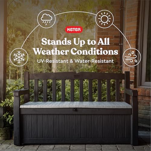 70 Gallon Outdoor Storage Bench Deck Box for Patio and Garden Tools S752