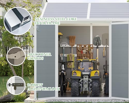 Outdoor Resin Storage Shed with Floor, Windows & Air Vents, Grey I86538