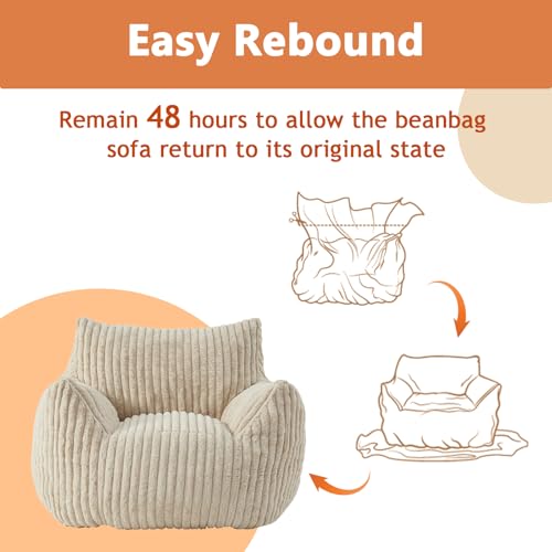 Plush Bean Bag Chair with Armrests for Adults and Teens M473