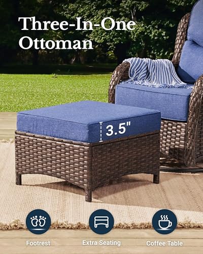 Outdoor Wicker Conversation Set with Cushions, 7 Pieces P4930