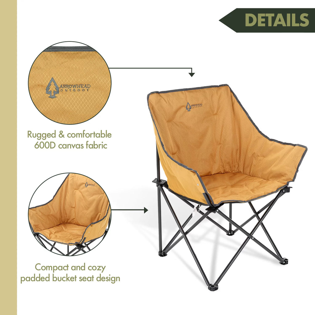 Portable Folding Camping Quad Chair, Heavy-Duty Steel Frame, Supports 250lbs, with Carrying Bag A8160