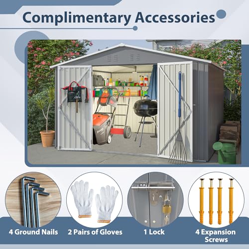 Outdoor Storage Shed, Heavy-Duty All-Weather Tool Shed with Lockable Doors C3585