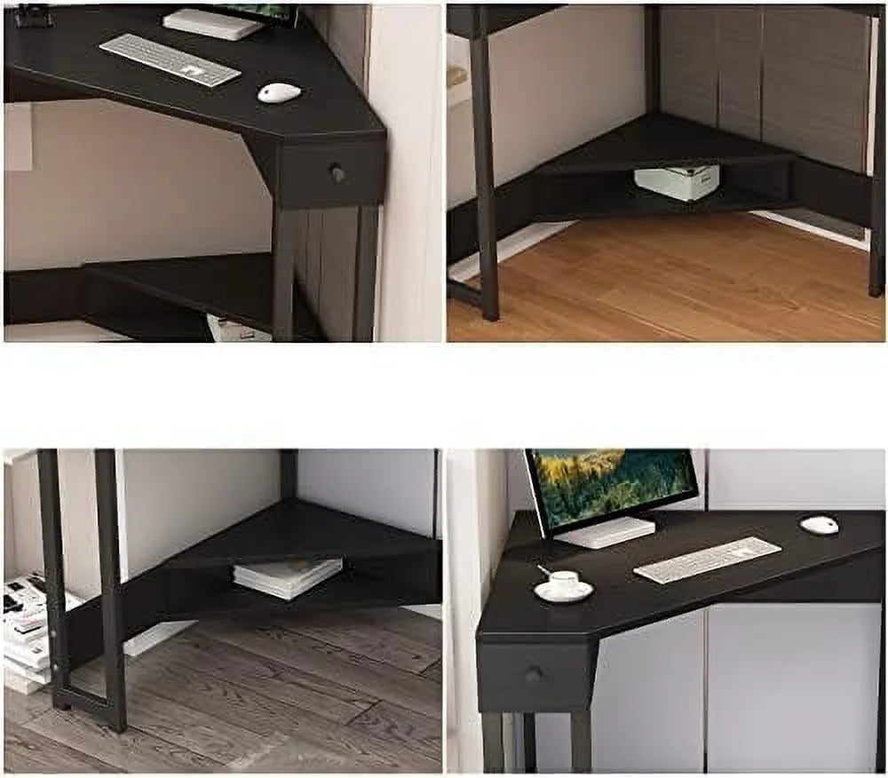 Corner Desk 31.5 Inch Triangle Computer Desk with Drawer for Small Space K172