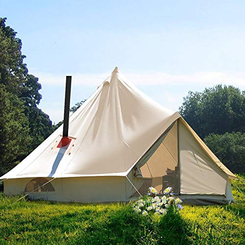 4 Season Large Waterproof Cotton Canvas Bell Tent with Stove Jack Hole G612