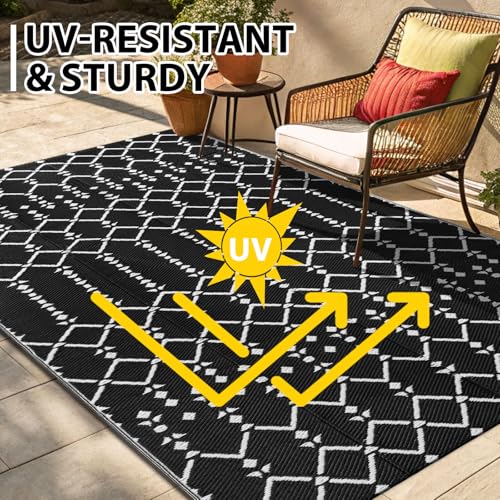 Waterproof Outdoor Rug 5x8 ft, Reversible Plastic Straw Patio Mat Z2613