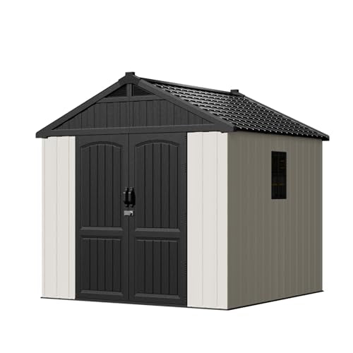 Outdoor Plastic Storage Shed with Floor, Window and Lockable Door A4787