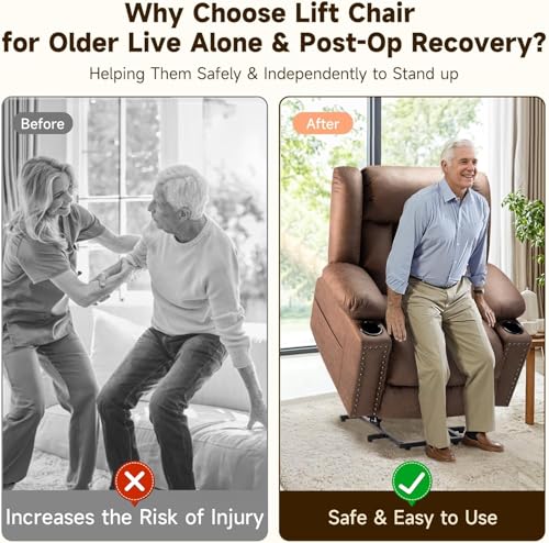 Power Lift Recliner Chair for Elderly with Heat and Massage, Adjustable Positions, Dark Brown P618617