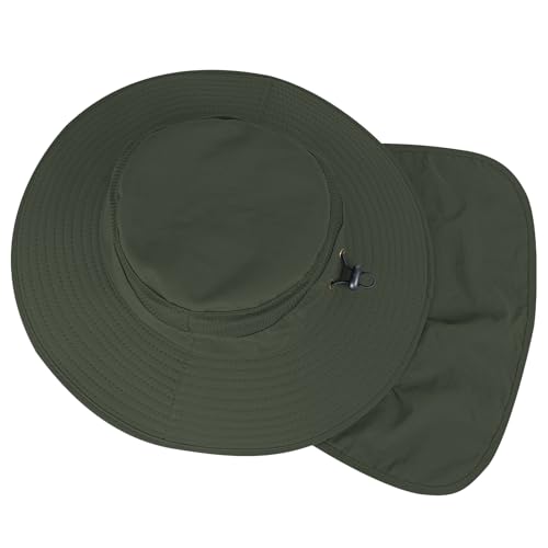 UPF 50+ Wide Brim Bucket Hat with Neck Flap for Fishing L131