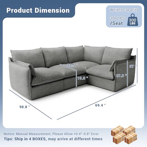 Modular Sectional Sofa, Waterproof Down Filled, Dark Gray C7587
