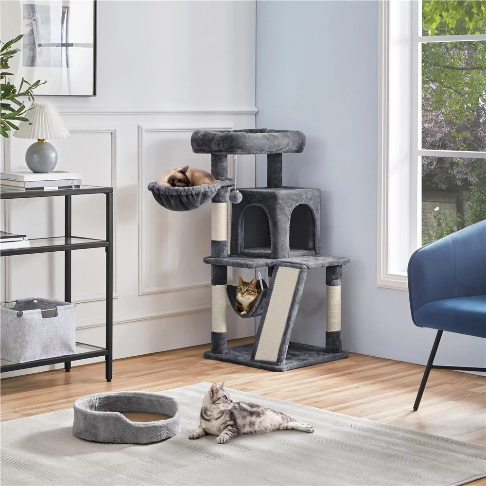 Cat Tree Tower with Condo Perch Platform Basket, Dark Gray L449