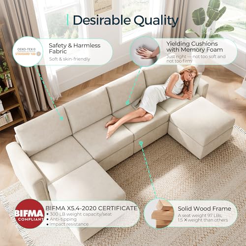 Modular Sectional Sofa with Storage, U Shaped Couch, Blue Y4358