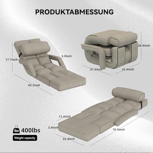 Folding Floor Chair with Adjustable Backrest, Portable Recliner Seat for Adults N6716