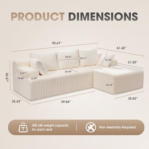 Modular L-Shape Sectional Sofa with Oversized Chaise A47792