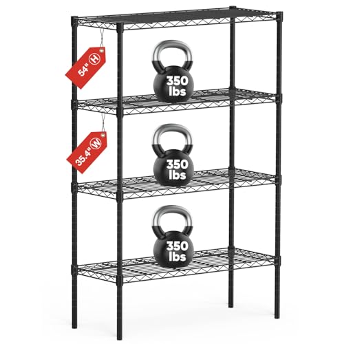 4-Shelf Storage Shelving Unit, Adjustable Metal Wire Racks, Heavy Duty Standing Shelf Organizer W583383
